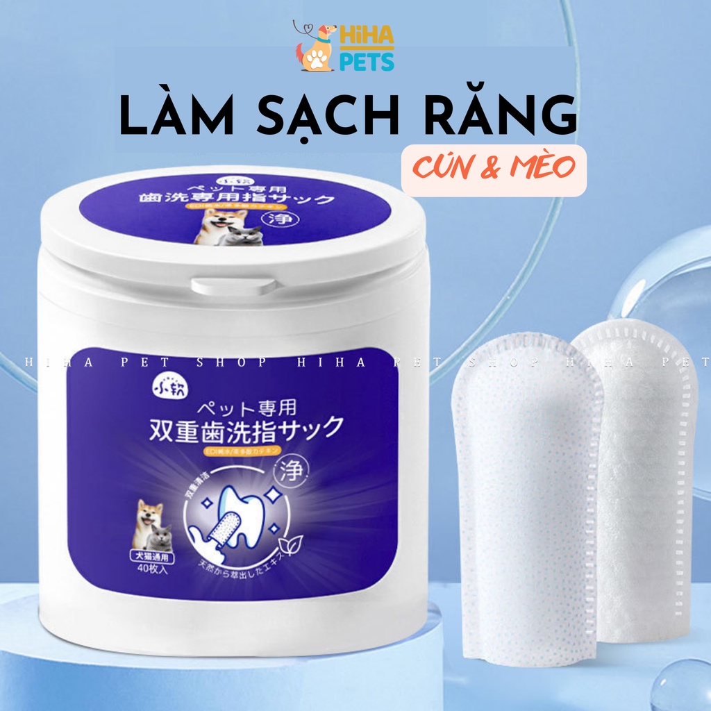 Khăn Lau Răng Cho Chó Mèo, Vệ Sinh Răng Miệng Cho Thú Cưng Chiết Xuất Trà Xanh Khử Mùi Sạch Răng Thơm Tho