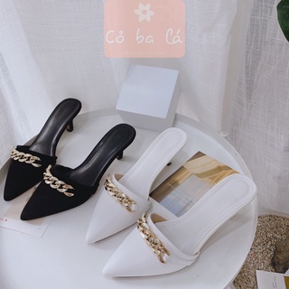 Guốc sục thời trang cobala shoes - guốc mũi nhọn dây xích - sục cao gót 3cm - sục nữ 3 phân d20128800
