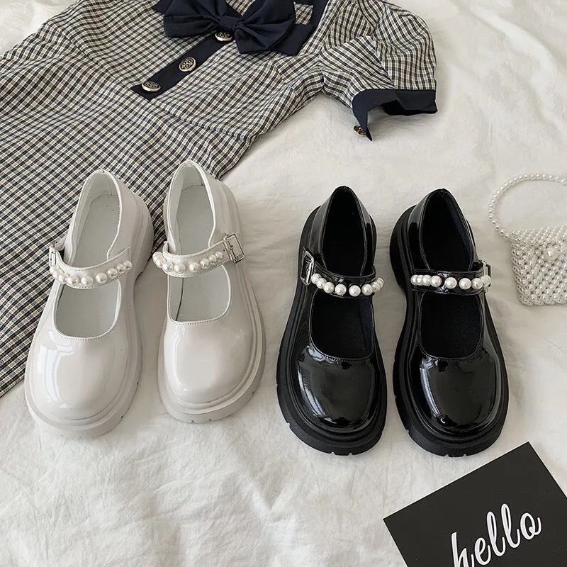 Giày nữ Ullzang dây cài đế 5 cm dáng thời trang phong cách Hàn Quốc