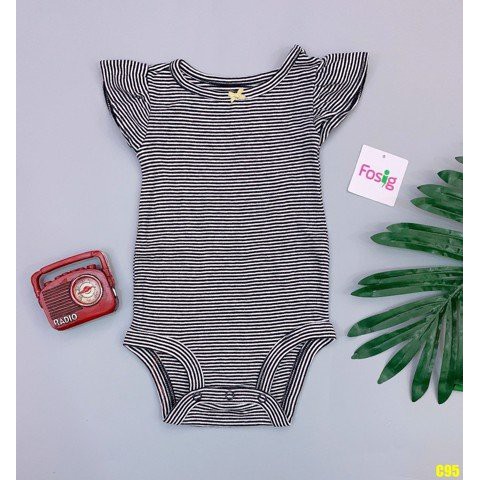 [5-13kg] Bodysuit Cánh Tiên Bé Gái - Sọc Đen Nhỏ