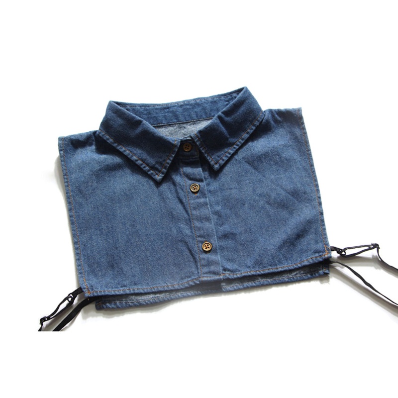 Cổ Áo Sơ Mi Giả Denim Có Thể Tháo Rời Thời Trang Cho Nữ