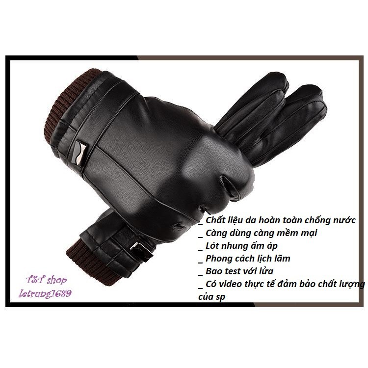 Găng tay da chống nước / cảm ứng / lót nỉ T590