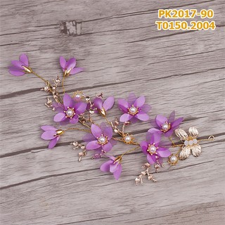 Cài tóc cô dâu bướm hoa tím