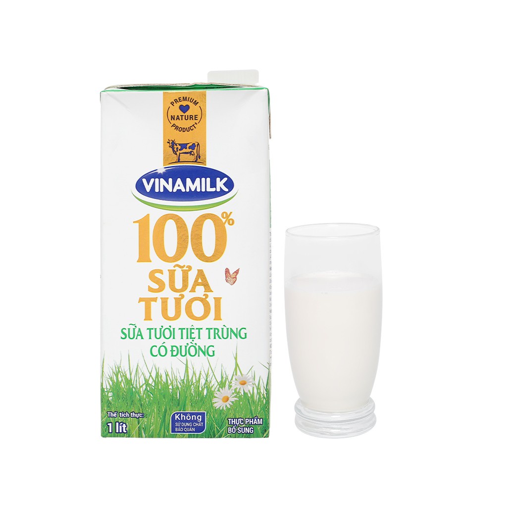 (AT mart Shop) Sữa tươi có đường Vinamilk 100% Sữa Tươi hộp 1 lít