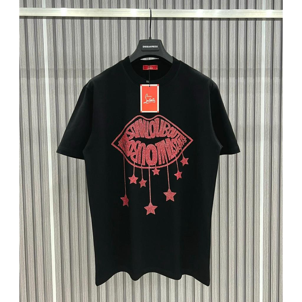 Áo thun CL in kim tuyến môi đỏ hàng siêu cấp cotton 2 chiều đl 260gsm boy phố hot trend form rộng Unisex nam nữ