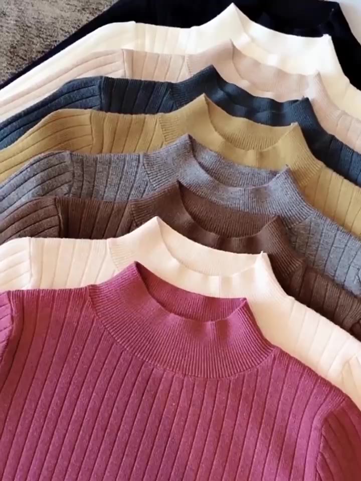 T837.Áo len cổ 3 phân kiểu len gân to dáng basic dễ mặc dễ phối đồ | BigBuy360 - bigbuy360.vn