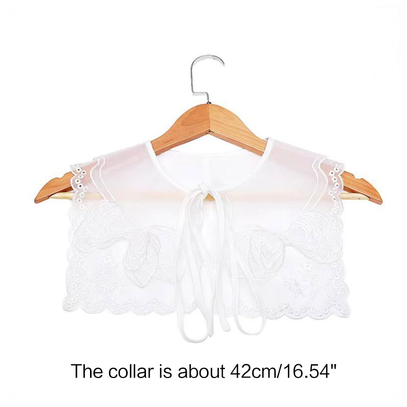 Khăn Quàng Cổ Thủy Thủ Hai Lớp Bằng Vải Organza Thêu Hoa Thắt Dây Phía Trước Dành Cho Nữ