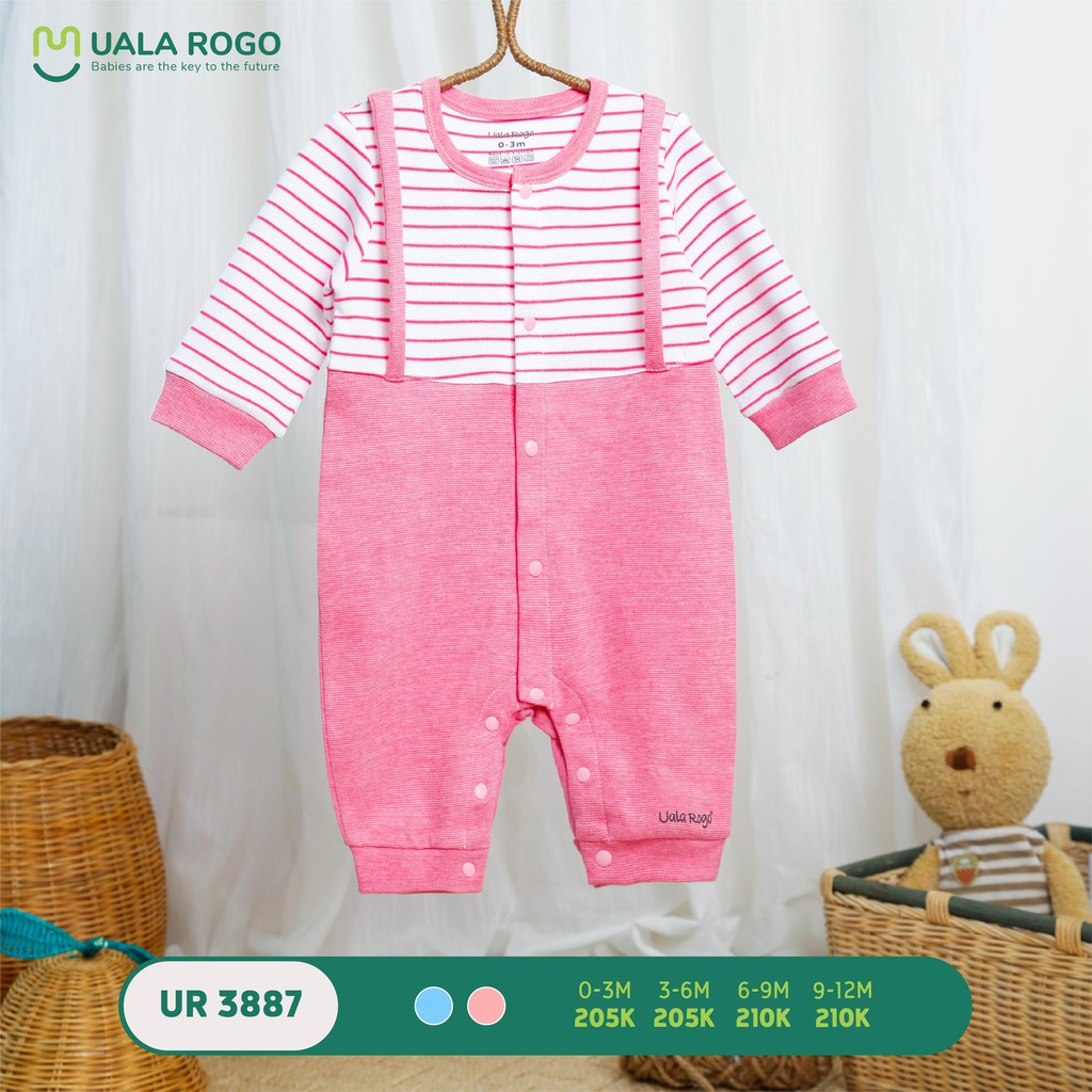 Body Dài tay thu đông nỉ cotton kẻ ngang bé trai bé gái Uala Rogo 3887