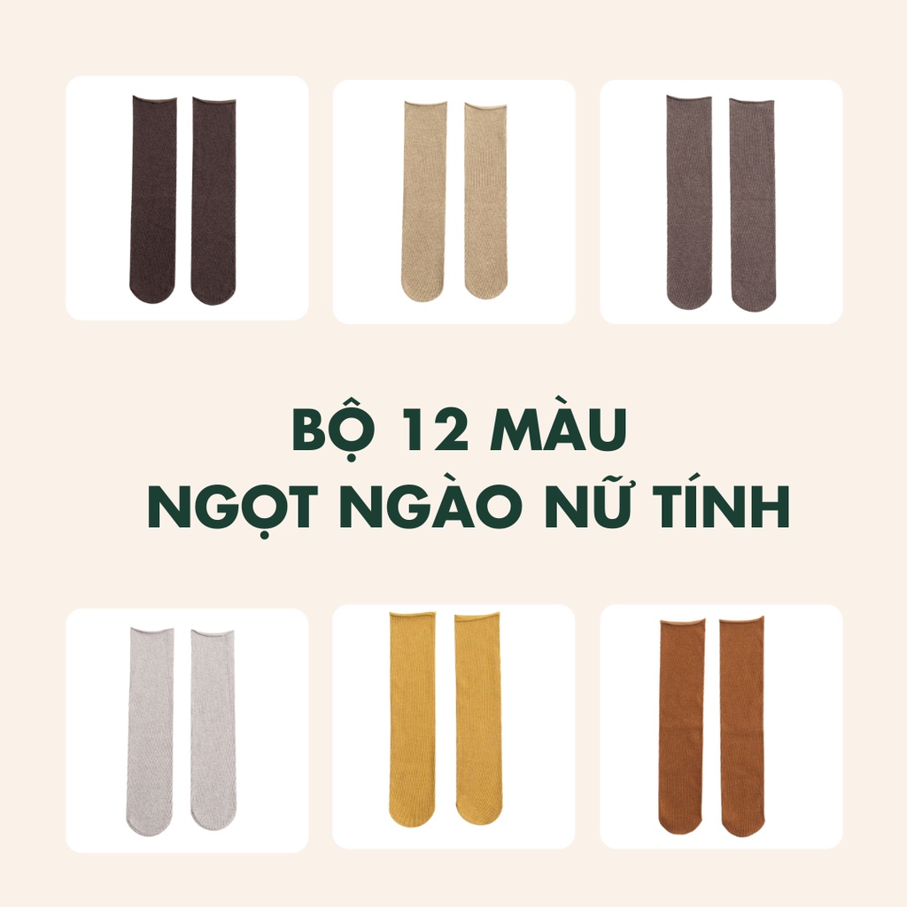 Tất Nhún Cao Cổ Nữ Có Tất chất cotton spandex siêu co giãn, nhiều màu thời trang - CANDIES