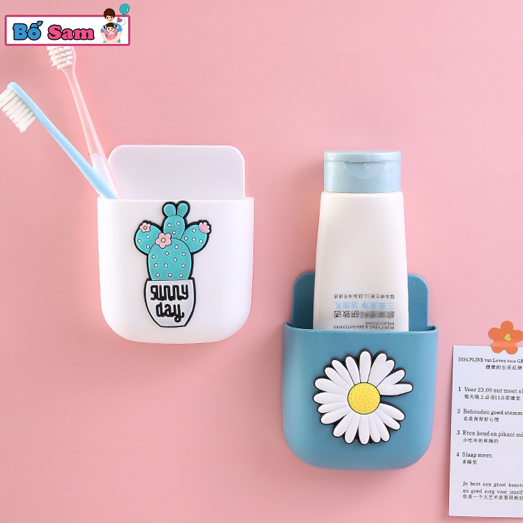 Hộp dán tường đựng điều khiển tivi, điều hòa, điện thoại có lỗ cắm sạc treo tường tiện lợi Shop Bố Sam