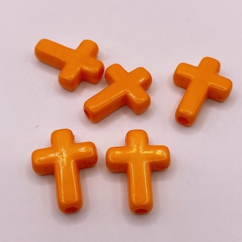 Thánh Giá nhựa vòng chuỗi mân côi màu đậm - Tặng kèm dây - 12x15mm -  phụ kiện trang sức Công Giáo