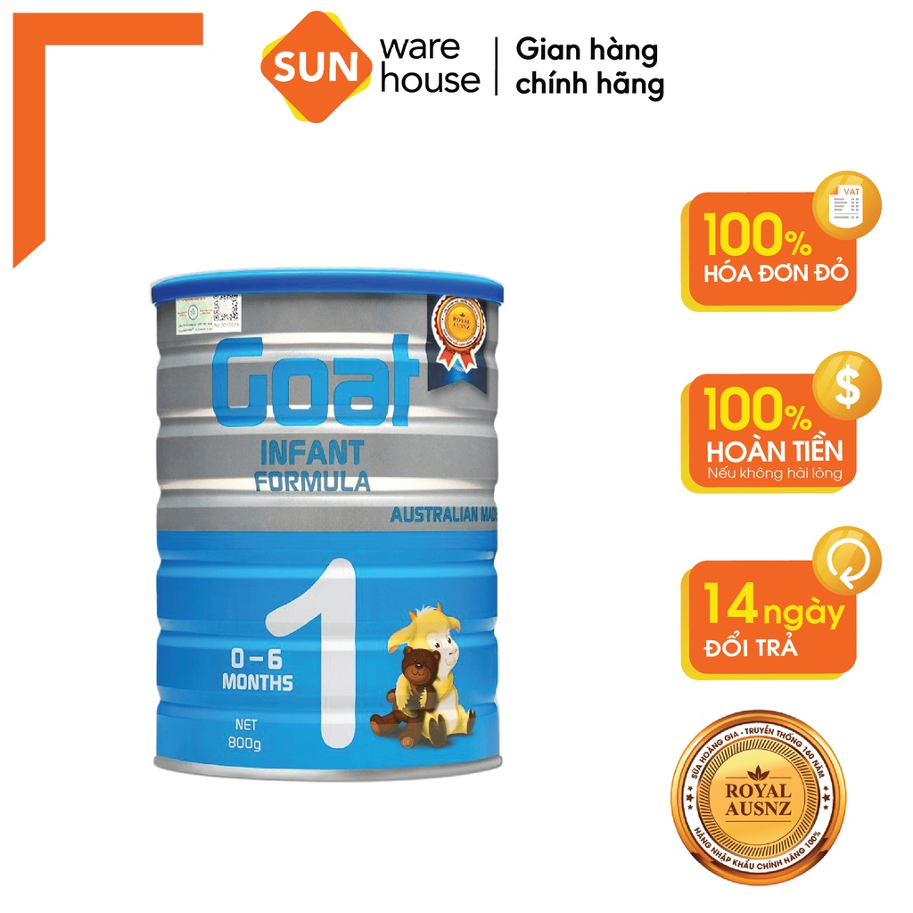 Sữa Dê Hoàng Gia Úc Goat Infant Formula 1 Bổ Sung Dinh Dưỡng Cho Bé ROYAL AUSNZ 800g