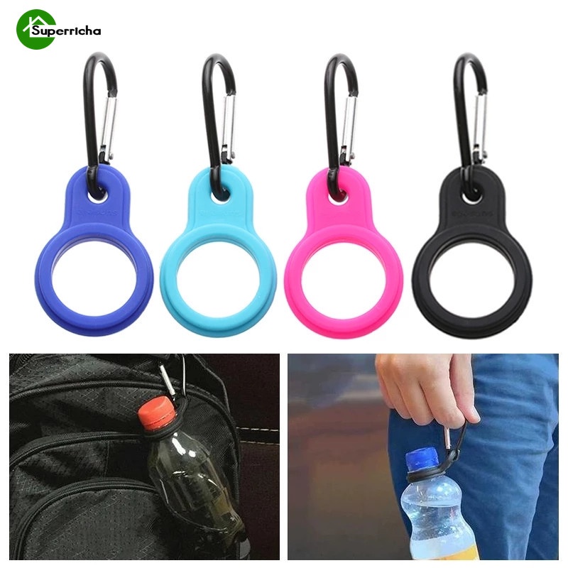 Kẹp Gắn Bình Nước Bằng Silicone Kèm Móc Khóa Tiện Dụng