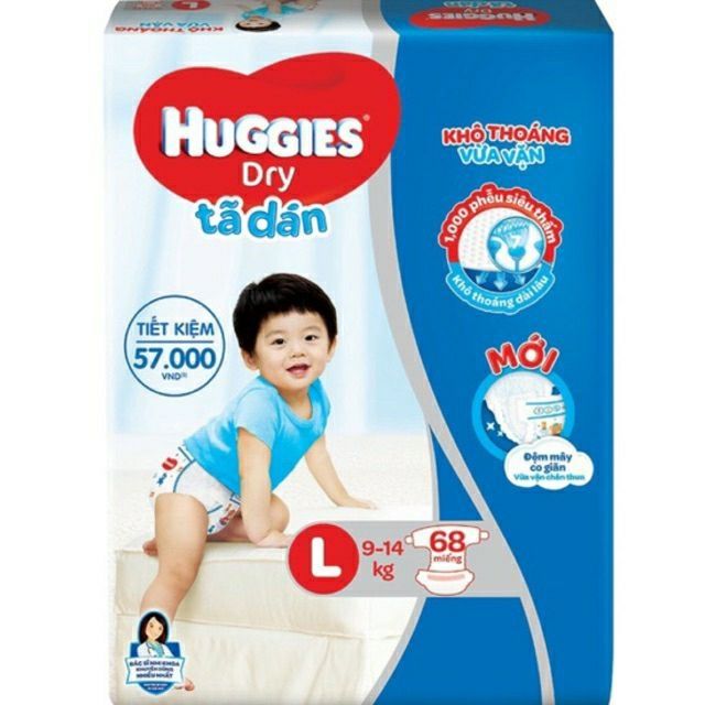 Tã dán Huggies M76 / L68 / XL62 / XXL56