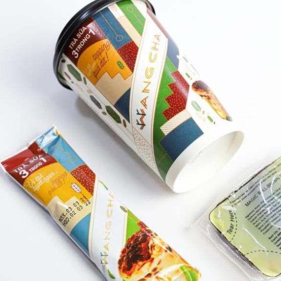 Ly Trà Sữa 3in1 WangCha nhiều vị Tặng Kèm 1 gói Topping 60g