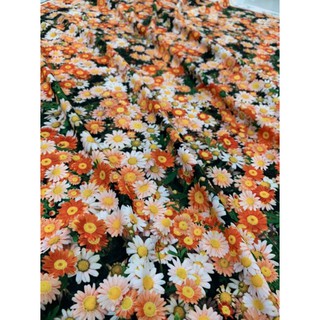 vải áo dài in hoa cúc