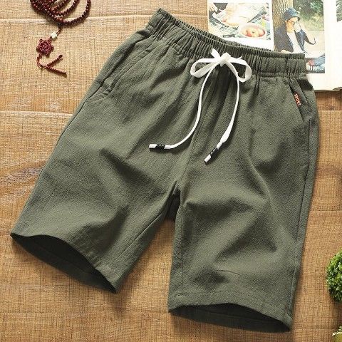 Quần Short Đi Biển Vải Cotton Lanh Mỏng Dáng Rộng Màu Sắc Đơn Giản Kiểu Hàn Quốc Cho Nam
