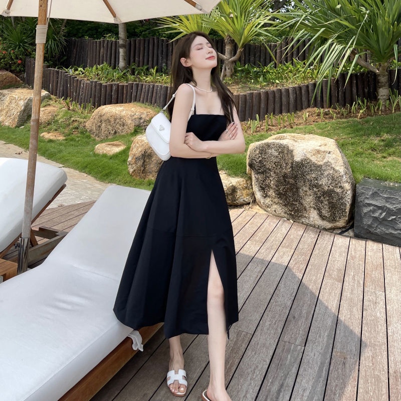 Đầm Màu Đen Cỡ Lớn Phối Khóa Kéo Phong Cách Hàn Quốc Thời Trang Cho Nữ