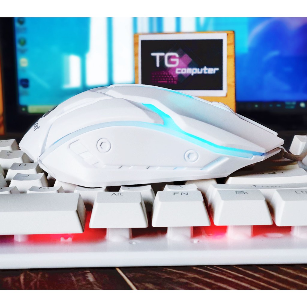 Bộ bàn phím và chuột giả cơ Bosston 8310 Đèn LED màu trắng giá rẻ tặng kèm lót gaming - Vi tính TG CB8310