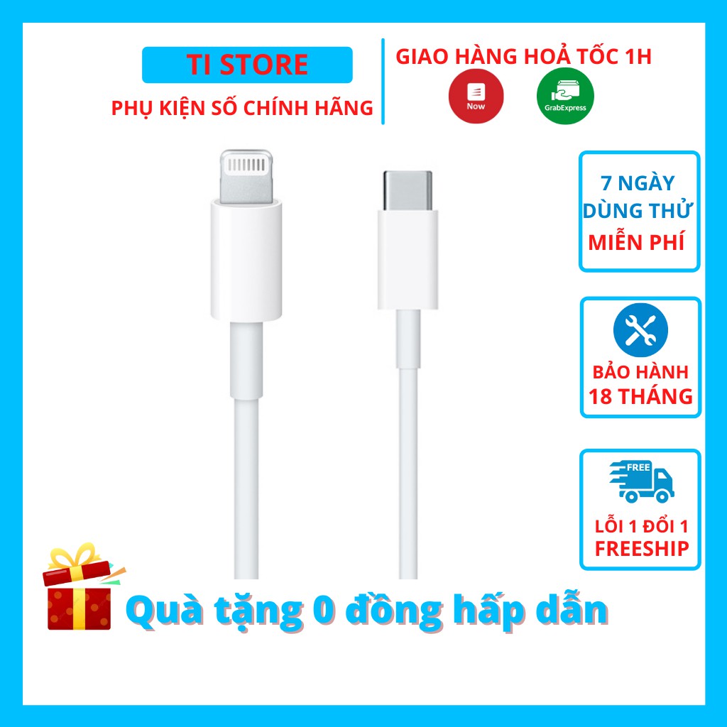 Dây cáp sạc nhanh Type C To Lightning 1m Apple - Chính hãng cho IPhone 8 plus X Xs Xr 11 12 Pro Max, IPad