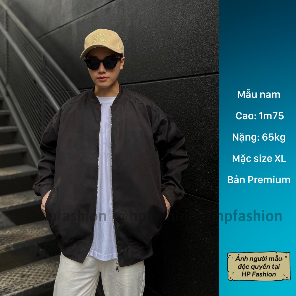 Áo khoác bomber trơn chất kaki bố cao cấp phong cách Hàn Quốc form unisex nam nữ - B02 - Happy Style