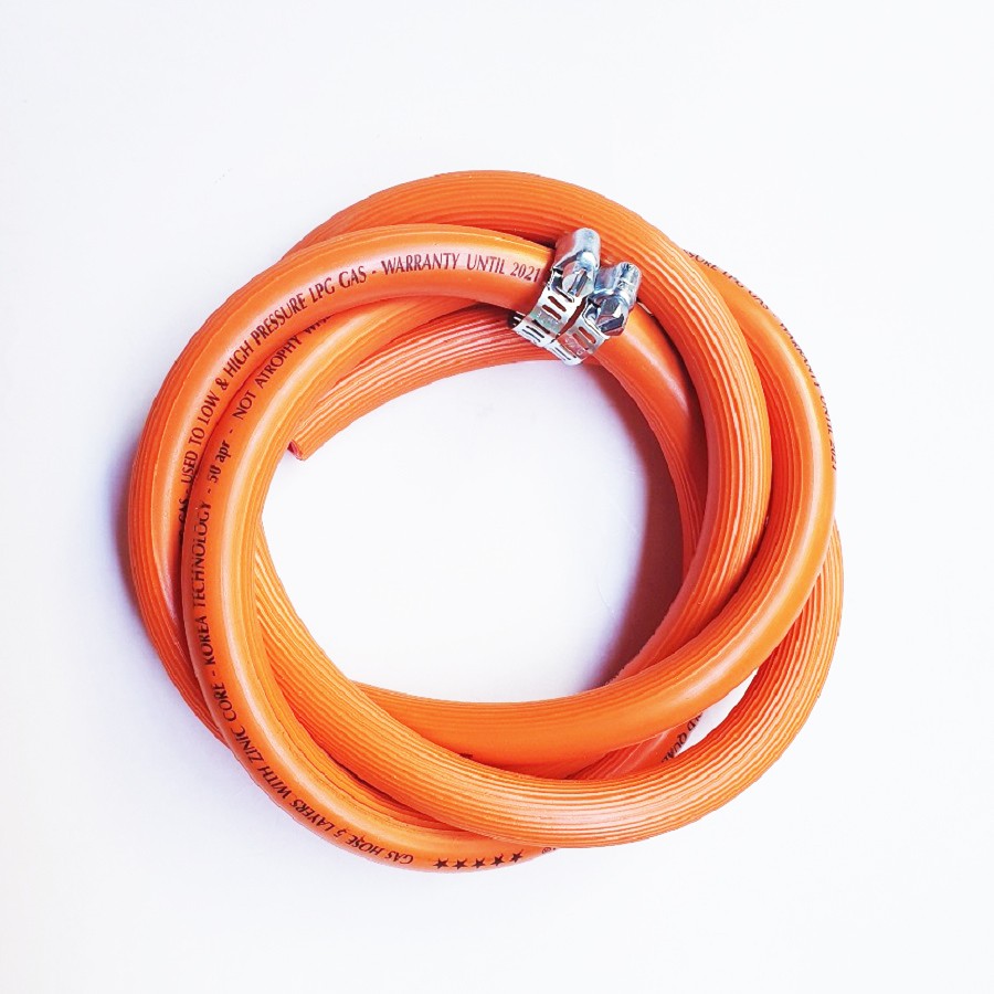 1 Mét Dây dẫn gas 3 lớp và 2 siết cổ dê cho bình ga 12kg , An toàn cho gia đình.