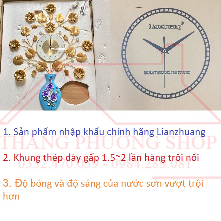 Đồng Hồ Treo Tường Bình Hoa Phú Quý TP-060 (Tặng Máy Đồng Hồ Thay Thế)