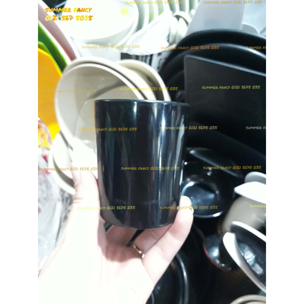 Cốc 6.2 x 7.6cm ~ 160ml nhựa đen kem trà, đồ uống quán ăn nhanh quán lẩu nướng ly Plastic cup melamine phíp F-LY05