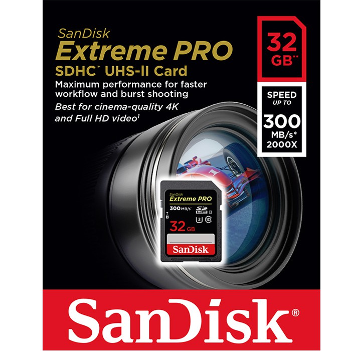 Thẻ nhớ SDHC SanDisk Extreme PRO UHS-II U3 2000x 32GB 300MB/s (SDSDXPK-032G-ANCIN)