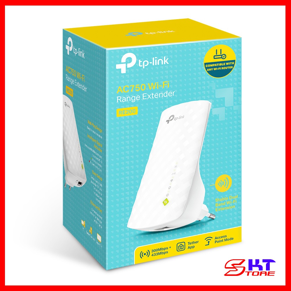 Bộ Mở Rộng Sóng Wifi TP-Link RE200 Băng Tần Kép Chuẩn AC Tốc Độ 750Mbps - Hàng Chính Hãng