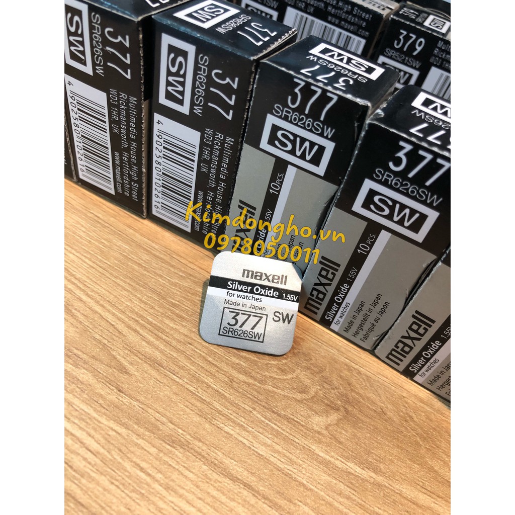 Viên pin Maxell SR626SW 377 silver oxide 1.55V chính hãng Maxell Nhật hàng có sẵn