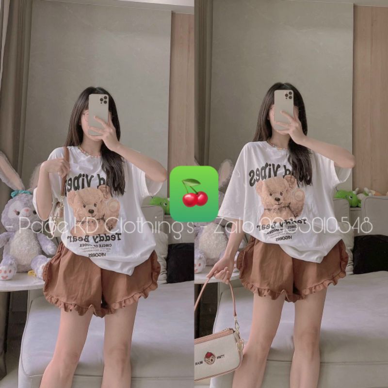 Set bộ đùi hình gấu quần viền bèo ( kèm ảnh thật)