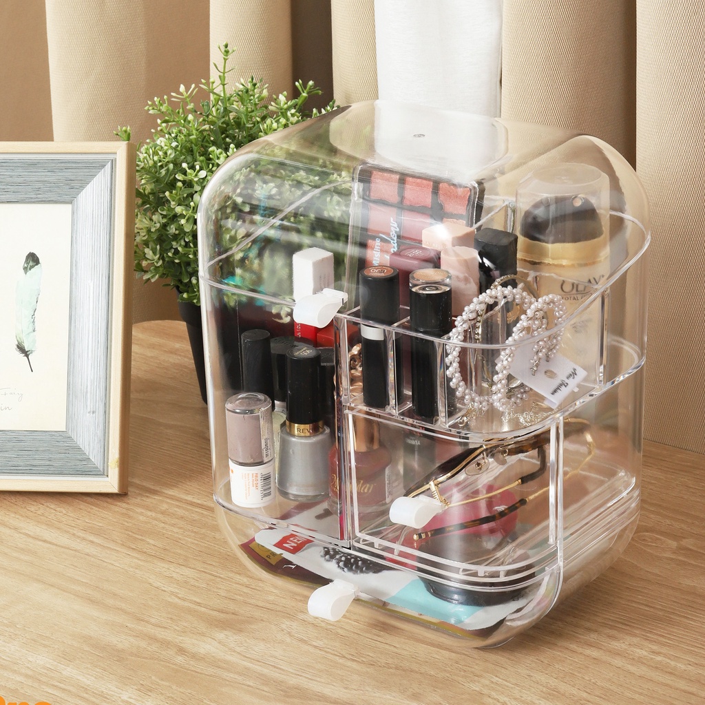 HomeBase STACKO Hộp đựng đồ trang điểm bằng nhựa trong STACKO W21xH25.5xD16cm
