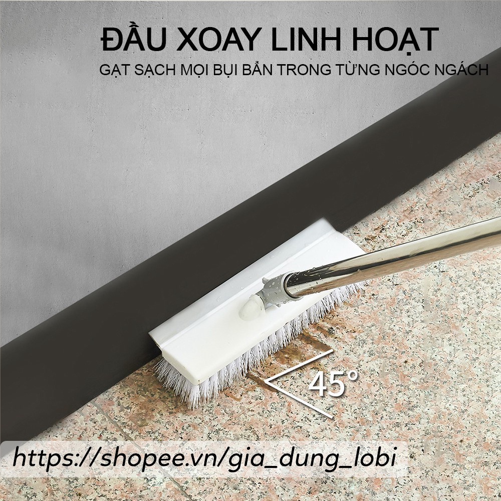 Chổi cọ nhà tắm, cọ sàn, gạt kính cán dài 2in1 siêu đa năng - cây cọ sàn nhà tắm