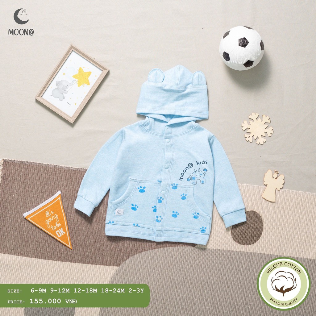 Áo khoác cúc giữa cotton nhung Moon