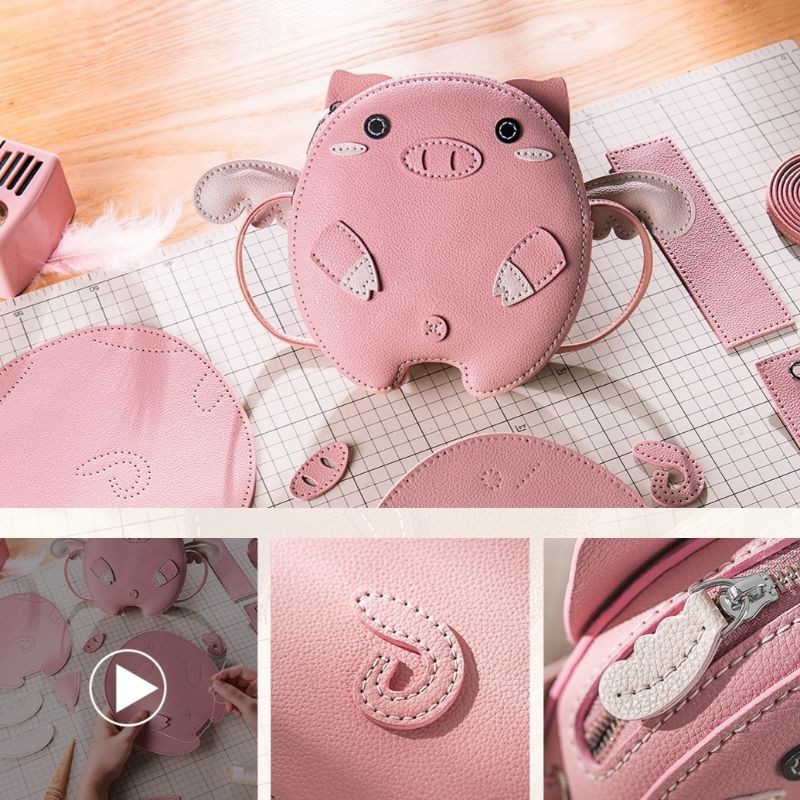 Túi Handmade, Túi Tự Đan Handmade Heo Hồng  Đáng Yêu