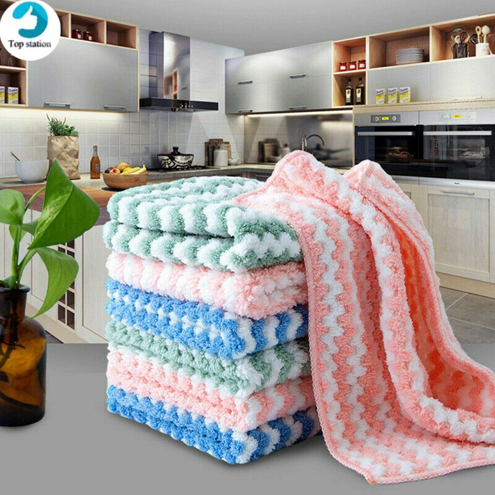 Set 5 Khăn Lau Chén Dĩa Chống Dính Dầu Mỡ