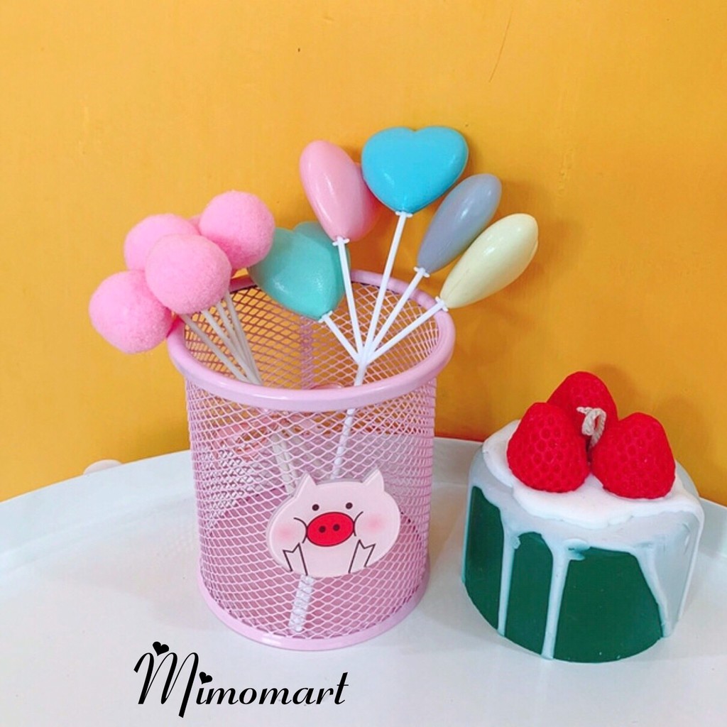 Giỏ đựng bút để bàn bằng sắt màu hồng pastel - Giỏ sắt sơn tĩnh điện đựng đồ dùng văn phòng phẩm tiện ích