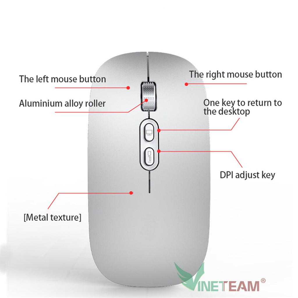 Chuột không dây HXSJ M103 wireless tự sạc pin siêu mỏng không gây tiếng ồn chuyên dùng cho Máy tính, Laptop,Tivi -dc4589