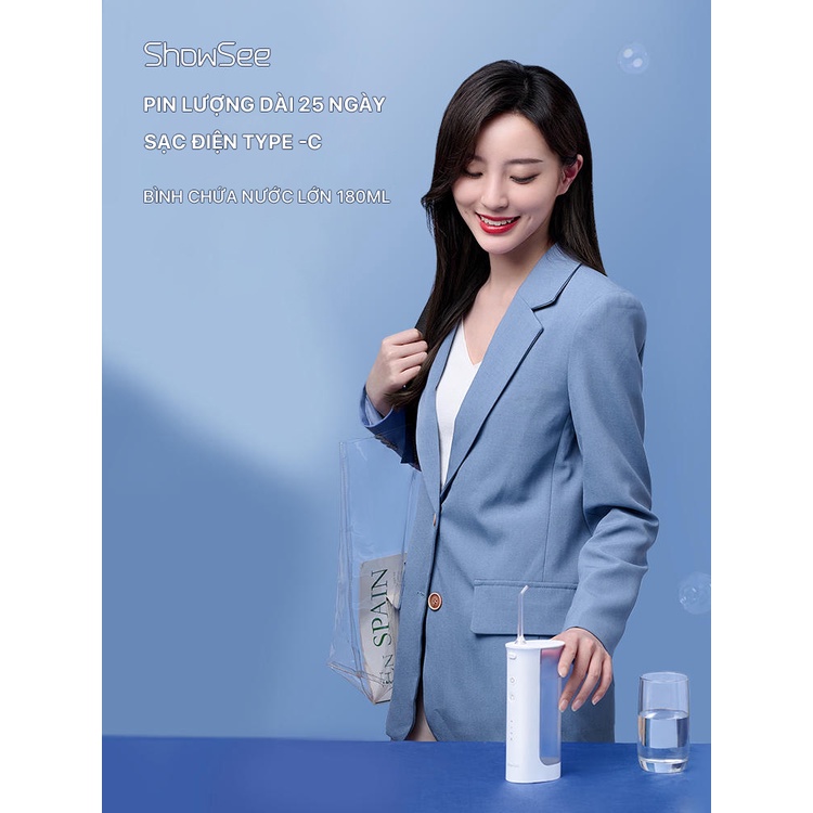 Máy tăm nước cầm tay xiaomi showsee G2-W -chống nước IPX7,3 chế độ làm sạch , dung tích lớn 180ml