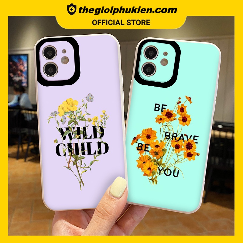 Ốp iphone - Ốp lưng iphone cạnh vuông viền camera cành hoa chữ đen dành cho ip 6 đến 14promax - ng274