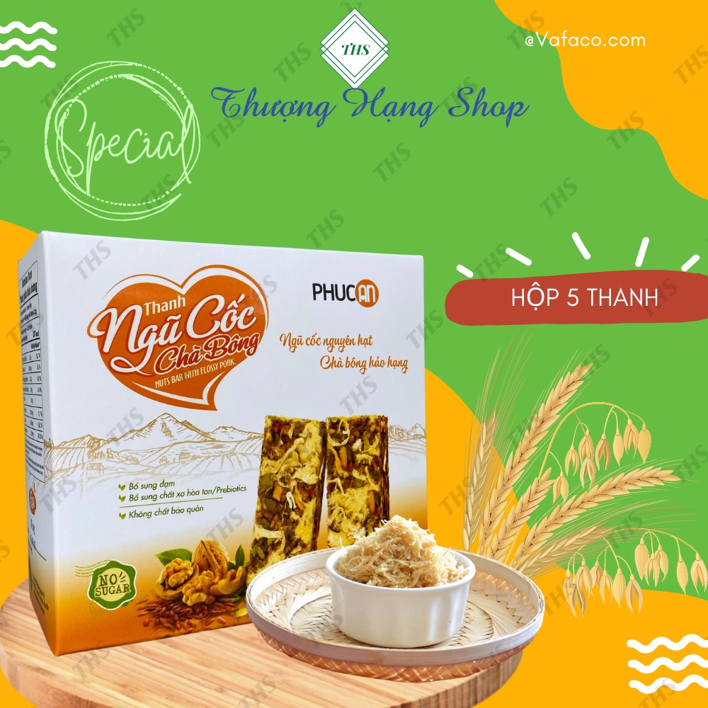 [ Ăn Kiêng ] Thanh Ngũ Cốc Chà Bông Phúc An Ngũ Cốc mềm dẻo Thơm Ngon Chà Bông Hảo Hạng - Hộp 110g (5 gói x 22g)