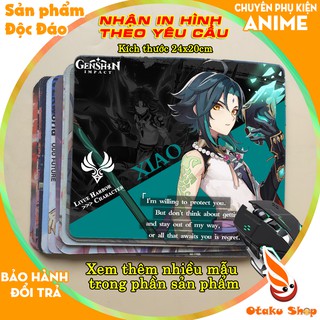 <45 mẫu>Lót chuột máy tính Anime Game Genshin Impact kích cỡ bàn di chuột lớn 20x24cm chất liệu mouse pad bằng cao su