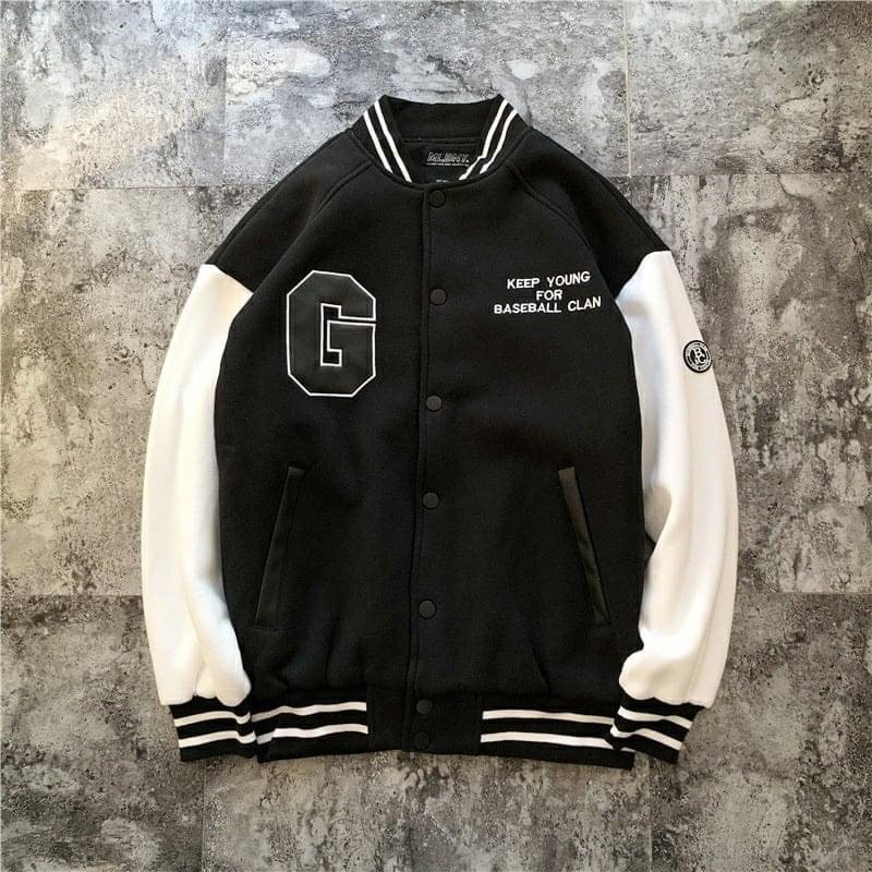 Varsity Jacket Bomber Nỉ chữ G