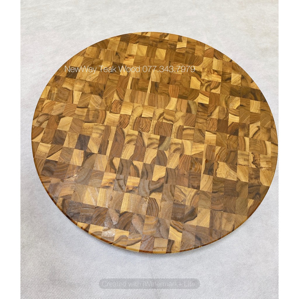 Thớt Gổ Teak NEW M WAY Ghép Đầu Cây Tròn Tdc05