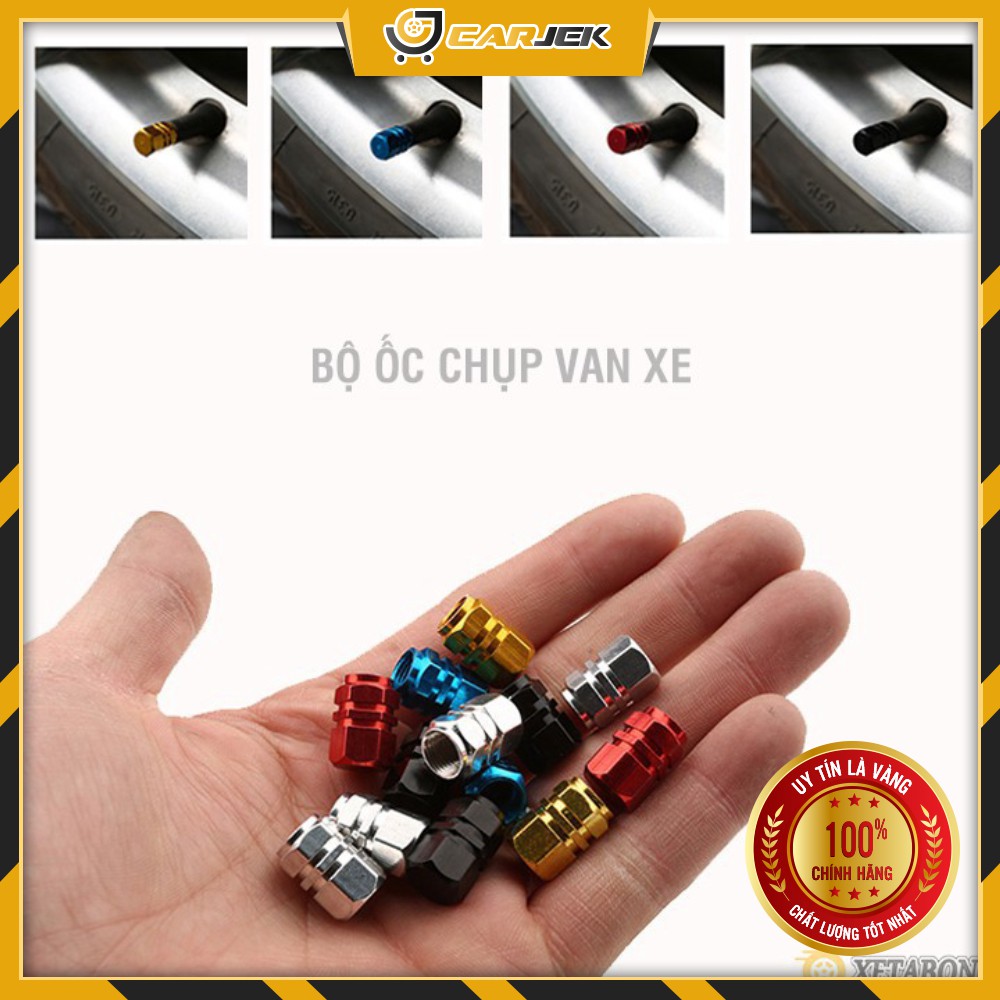 Nắp chụp đầu van bơm - Bộ 4 nắp chụp màu sắc bảo vệ đầu van bơm lốp bánh xe ôtô