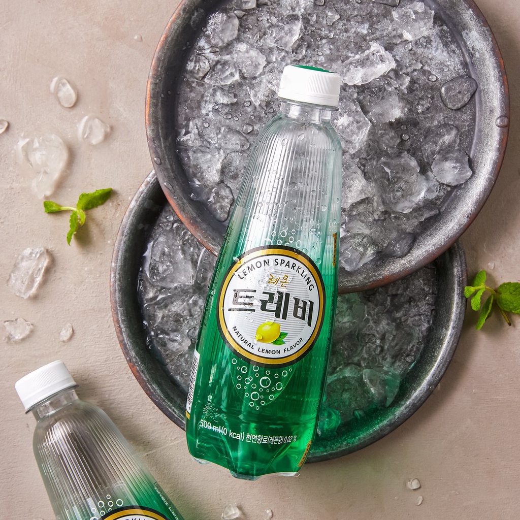 [KHÔNG ĐƯỜNG] Nước soda sparkling có ga vị chanh Trevi chai 500ml - Lotte Chillsung - Nước ngọt nhập khẩu Hàn Quốc