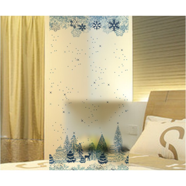 Decal Dán Kính Cao Cấp - Rừng Núi Tuyết Băng Gía ( 60x116cm )