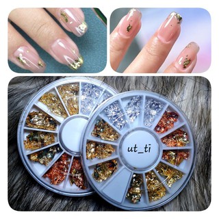 khay tròn-giấy nhũ trang trí móng nail