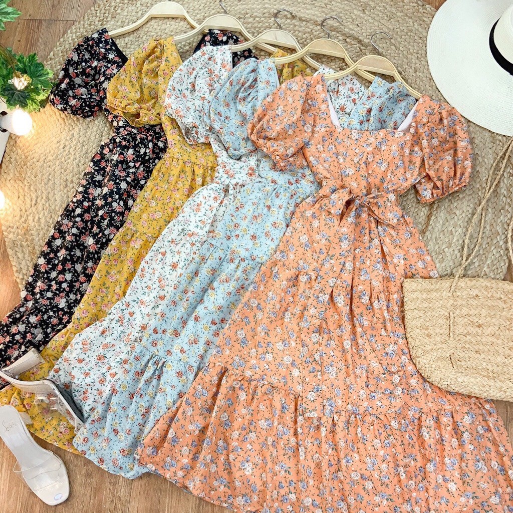 Đầm Maxi hoa bo chun lưng, xếp tầng vô cùng nữ tính VINTAGE STORE | BigBuy360 - bigbuy360.vn